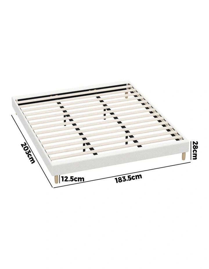 Oikiture Bed Frame King Size Bed Base White Boucle image 3