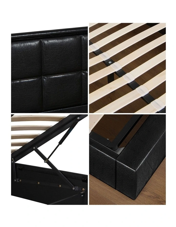 Oikiture Bed Frame Double Size RGB LED Gas Lift Storage Base Leather image 7