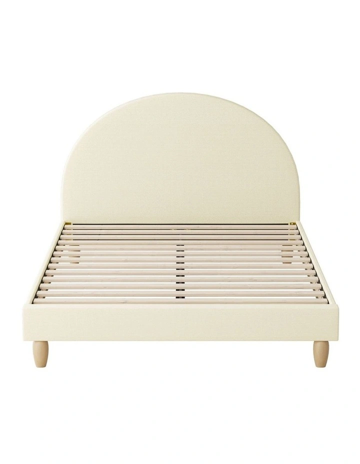 Oikiture Bed Frame Queen Size Arched Beds Platform Beige Fabric image 2