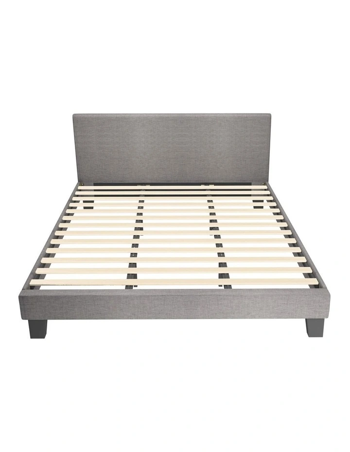 Oikiture Bed Frame King Size Wooden Slats Grey Fabric image 2