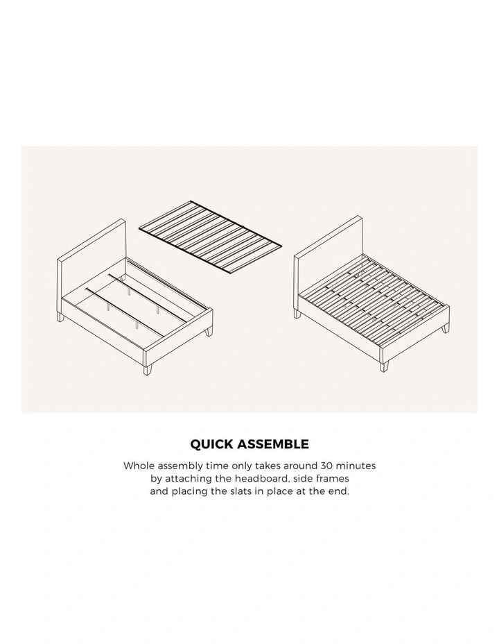 Oikiture Bed Frame King Size Wooden Slats Grey Fabric image 7