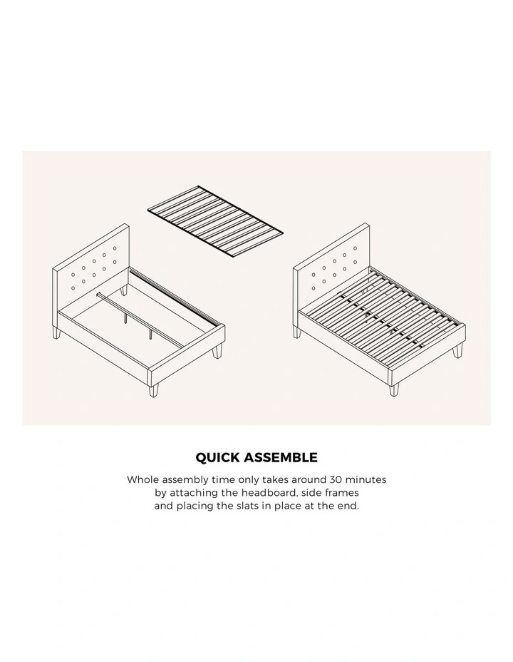 Oikiture Bed Frame Queen Size Bed Platform Wooden Fabric Grey image 7