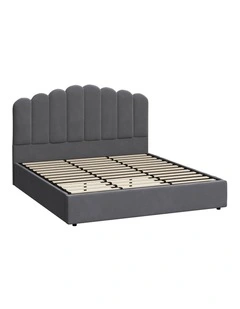 Oikiture Bed Frame King Size Gas Lift Bed Base With Storage Velvet KLON