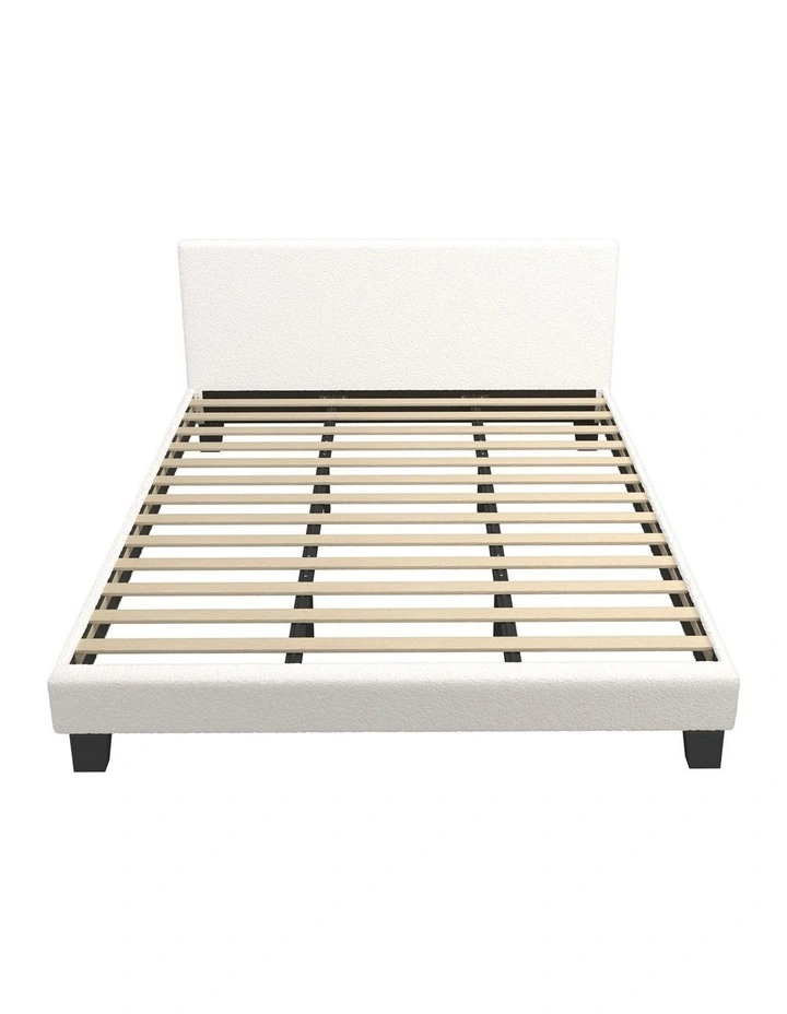 Oikiture Bed Frame King Size Boucle Beds Wooden Slats image 2