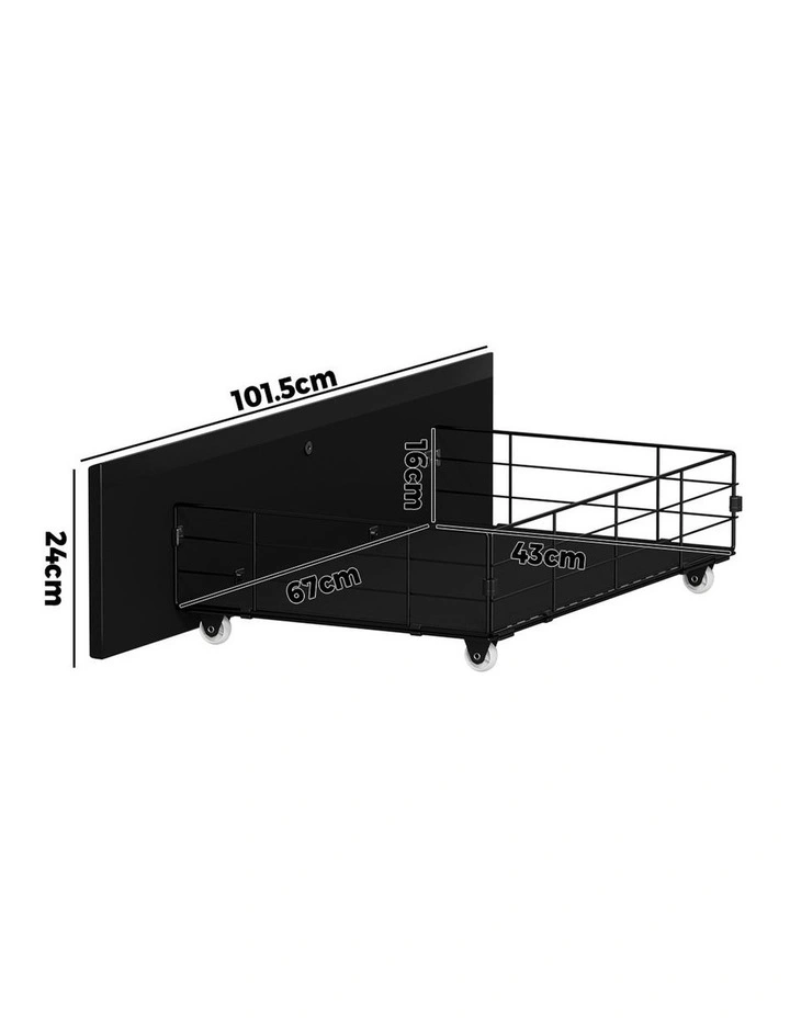 Oikiture 4x Trundle Drawers for Bed Frame Base Storage with Wheels Metal Black image 3