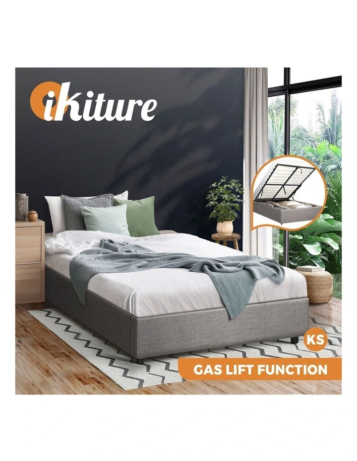 Oikiture Bed Frame King Single Size Gas Lift Base with Storage image 4