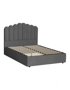 Oikiture Bed Frame Double Size Gas Lift Bed Base With Storage Velvet KLON