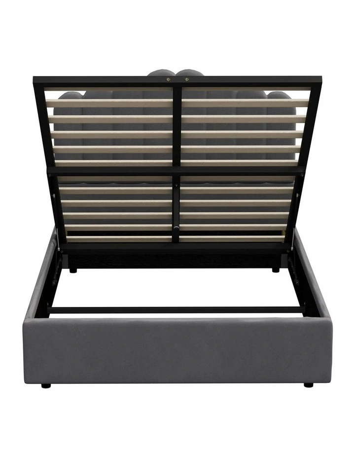 Oikiture Bed Frame Double Size Gas Lift Bed Base With Storage Velvet KLON image 2