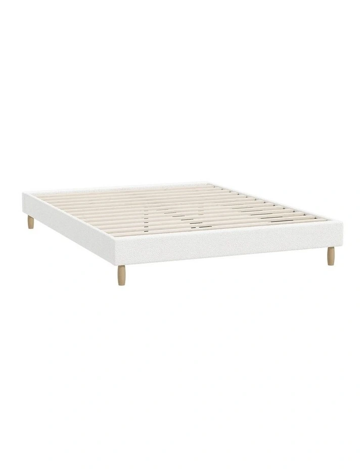 Oikiture Bed Frame Queen Size Bed Base White Boucle image 1