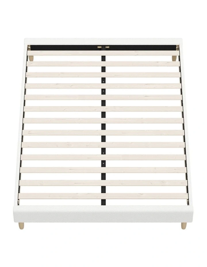 Oikiture Bed Frame Queen Size Bed Base White Boucle image 2