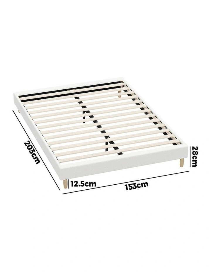 Oikiture Bed Frame Queen Size Bed Base White Boucle image 3