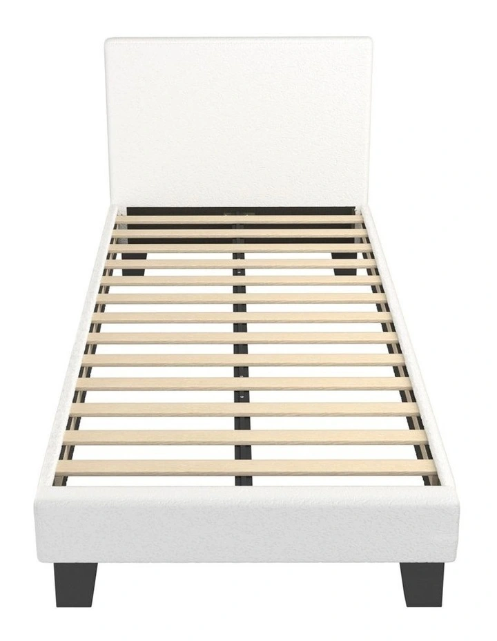Oikiture Bed Frame King Single Size Boucle Beds Wooden Slats image 2