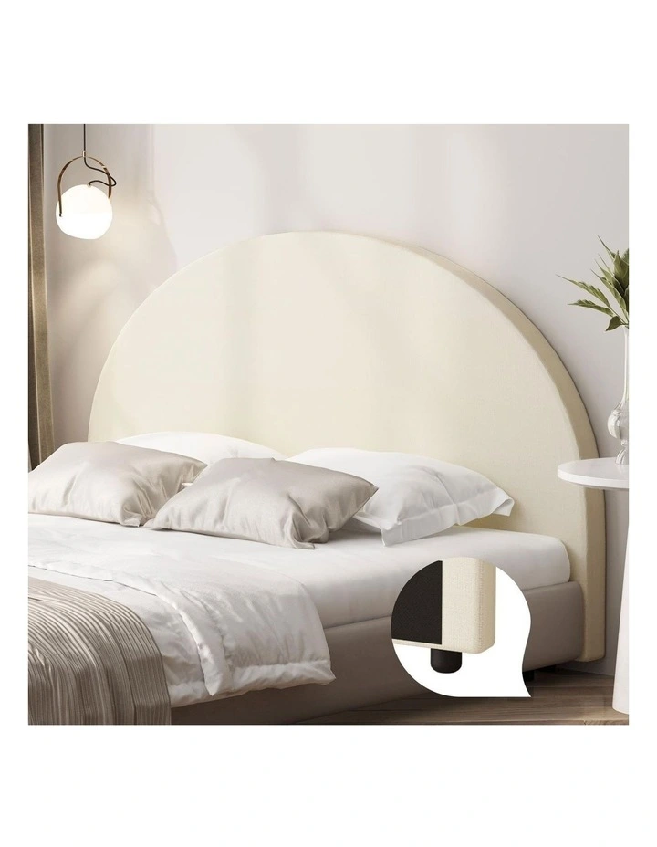 Oikiture Bed Head Queen Size Headboard Bedhead Fabric Beige image 4
