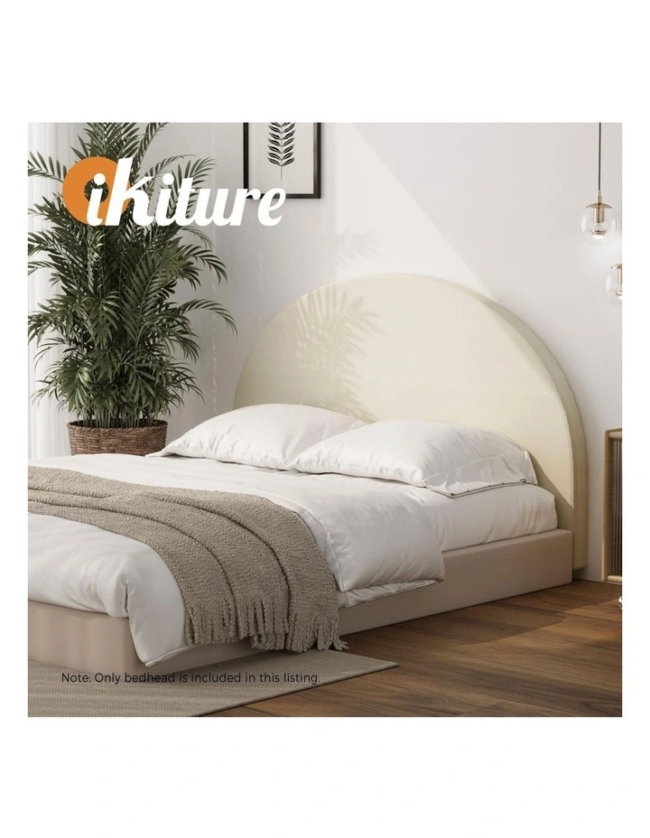 Oikiture Bed Head Queen Size Headboard Bedhead Fabric Beige image 7
