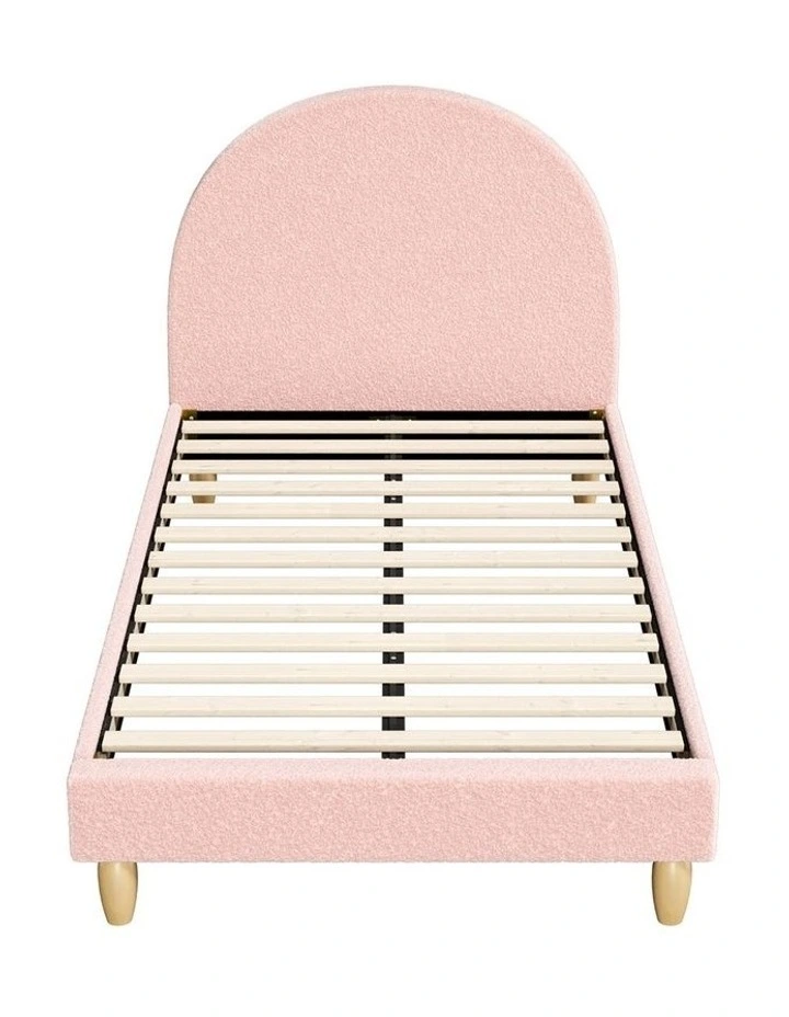 Oikiture Bed Frame King Single Size Bed Platform Arched Bedhead Pink Boucle image 2