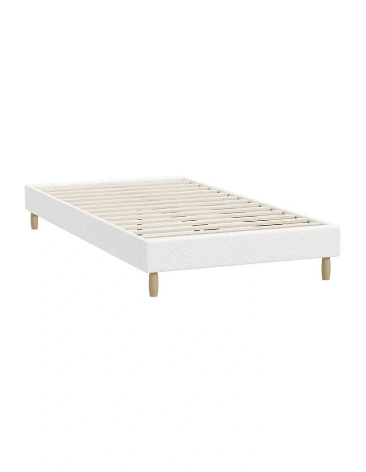 Oikiture Bed Frame King Single Size Bed Base White Boucle image 1