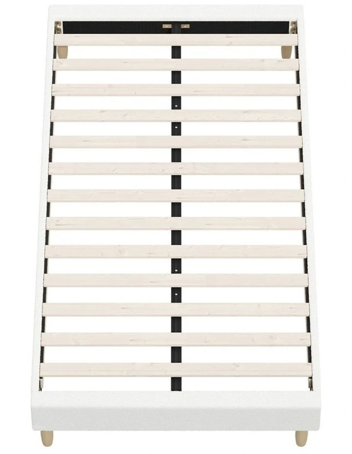 Oikiture Bed Frame King Single Size Bed Base White Boucle image 2