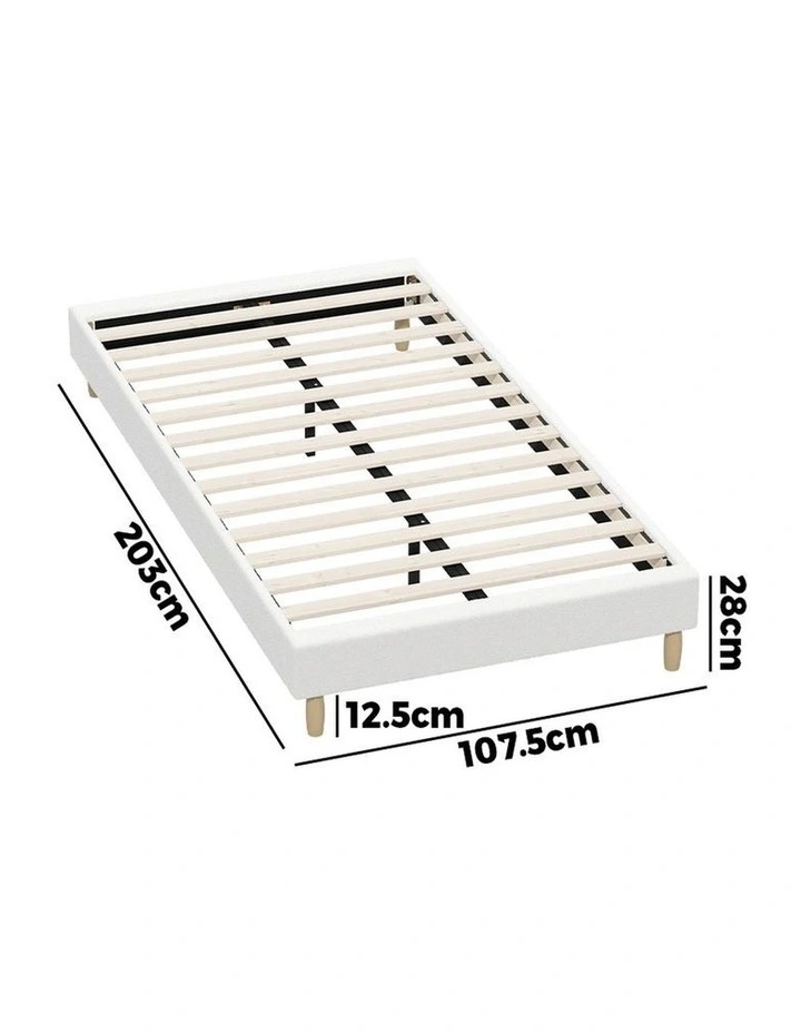 Oikiture Bed Frame King Single Size Bed Base White Boucle image 3