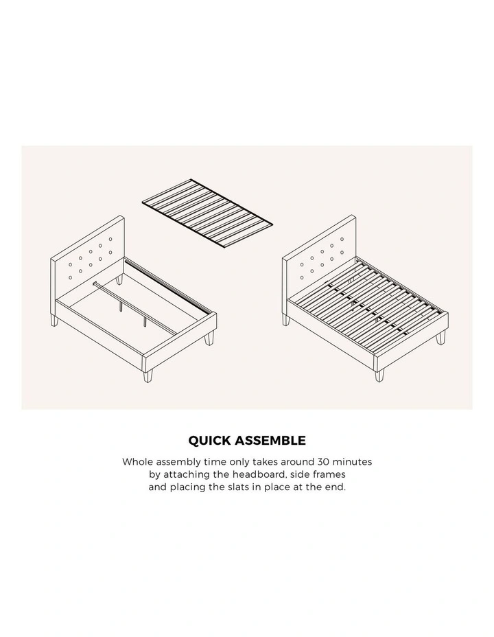 Oikiture Bed Frame Double Size Bed Platform Wooden Fabric Grey image 7