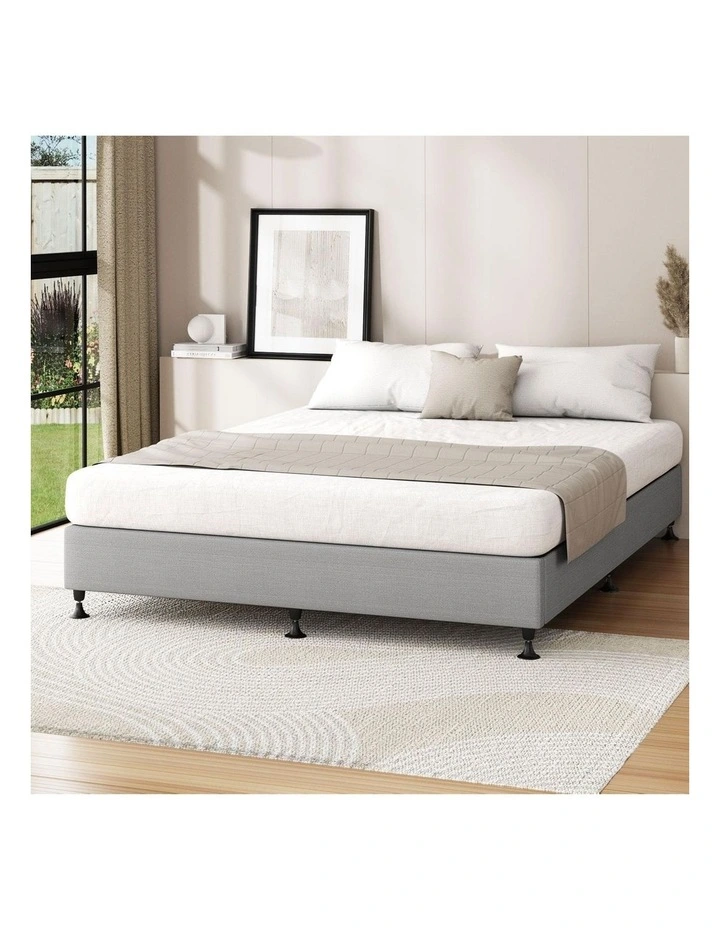 Oikiture Bed Frame King Size Bed Base Platform Grey image 4
