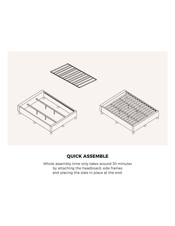 Oikiture Bed Frame King Size Bed Base Platform Grey image 6