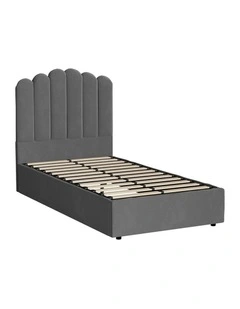 Oikiture Bed Frame King Single Size Gas Lift Bed Base With Storage Velvet KLON