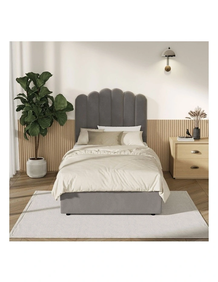 Oikiture Bed Frame King Single Size Gas Lift Bed Base With Storage Velvet KLON image 6