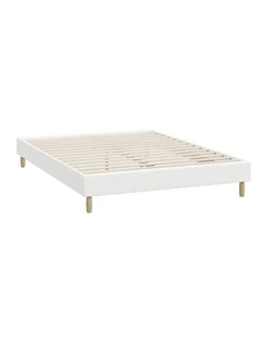 Oikiture Bed Frame Double Size Bed Base White Boucle