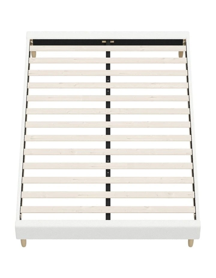 Oikiture Bed Frame Double Size Bed Base White Boucle image 2