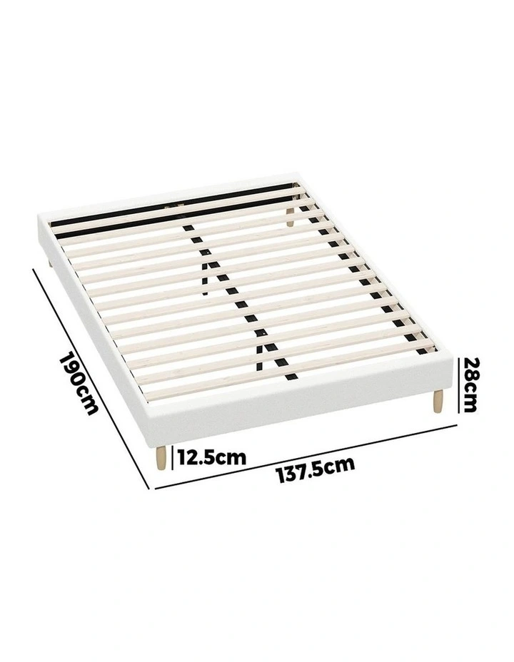 Oikiture Bed Frame Double Size Bed Base White Boucle image 3
