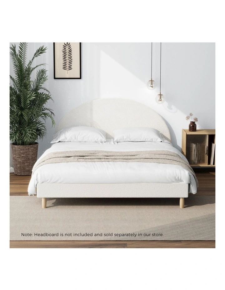 Oikiture Bed Frame Double Size Bed Base White Boucle image 5