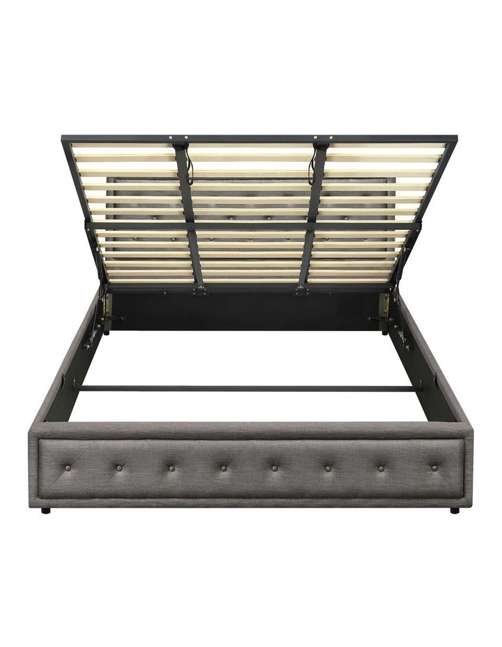 Oikiture Bed Frame King Size Gas Lift Base With Storage Grey Fabric image 2