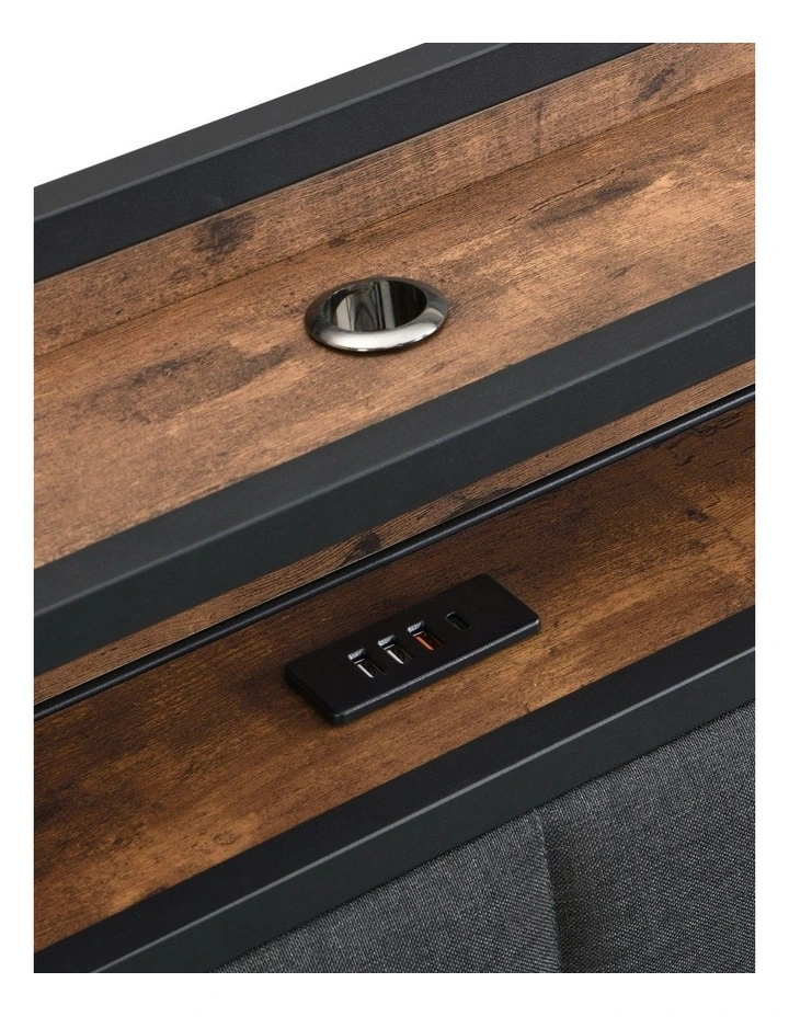 Bed Frame with 2 Storage Drawers and LED Lights Headboard, Upholstered Bed Frame with USB Socket image 6