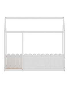 Artiss Bed Frame Wooden Kids House Single Frame White KORI