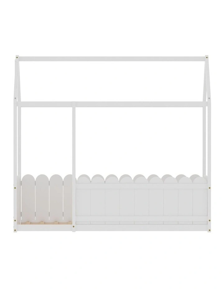 Artiss Bed Frame Wooden Kids House Single Frame White KORI image 1
