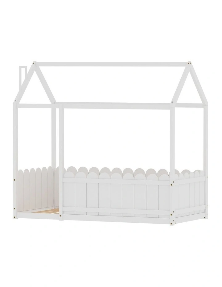 Artiss Bed Frame Wooden Kids House Single Frame White KORI image 3