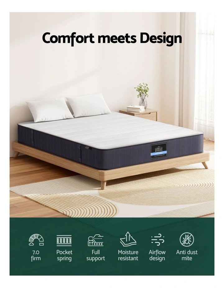 Giselle Bedding Tight Top Mattress 20cm Double Bed Pocket Spring Hybrid Mattresses image 5