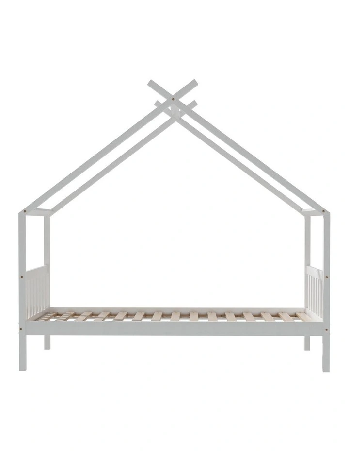 Artiss Bed Frame Wooden Base Kids Single Timber House Beds White image 2