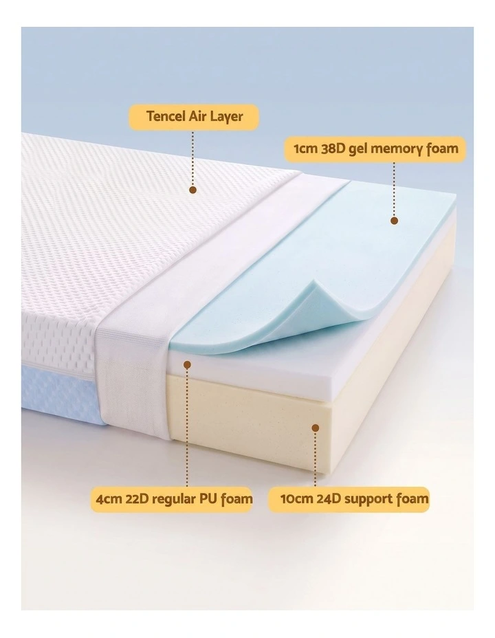 Giselle Bedding 15cm Cot Mattress, 38D Gel Memory Foam Pad with Tencel Cover image 5