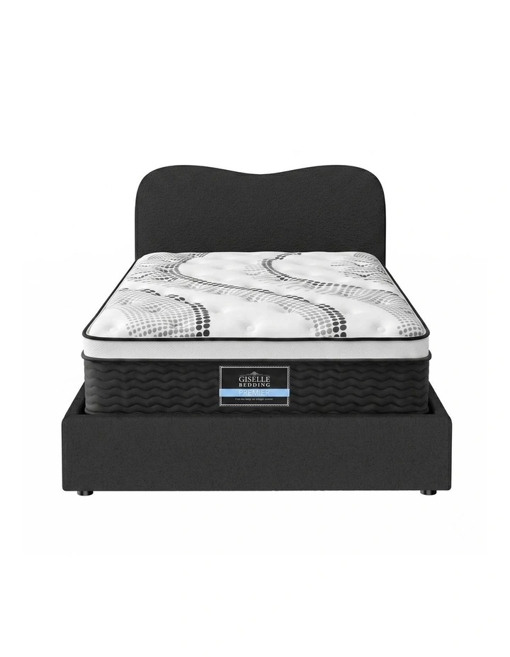 Giselle 32cm Euro Top King Single Mattress 5-Zone and Artiss Boucle Bed Frame Set image 1