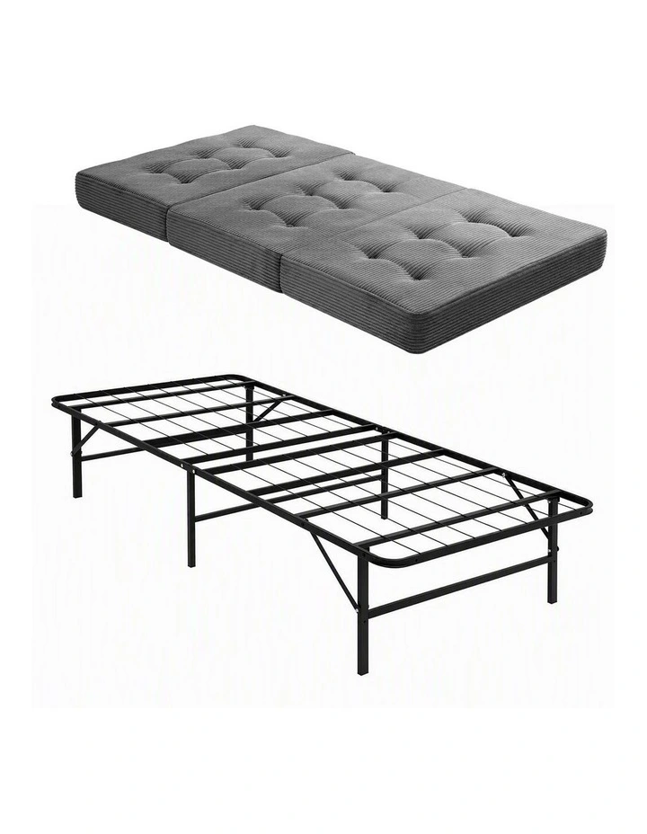Giselle Single Folding Bed with Mattress Metal Frame Guest Bed 15cm Foam Foldable image 1