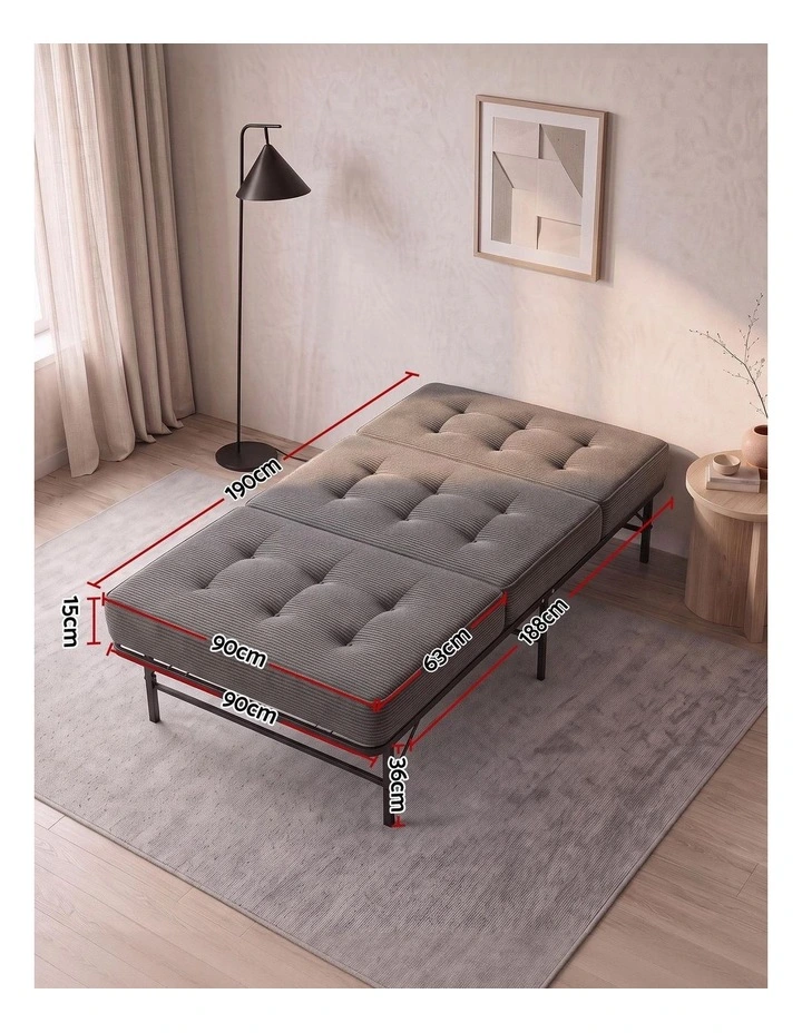 Giselle Single Folding Bed with Mattress Metal Frame Guest Bed 15cm Foam Foldable image 2