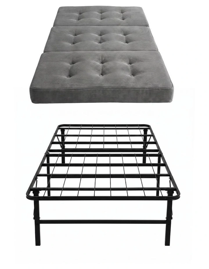 Giselle Single Folding Bed with Mattress Metal Frame Guest Bed 15cm Foam Foldable image 3