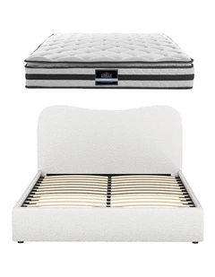 Giselle 21cm Bonnell Pillow Top Mattress Artiss Double Boucle Bed Frame Set