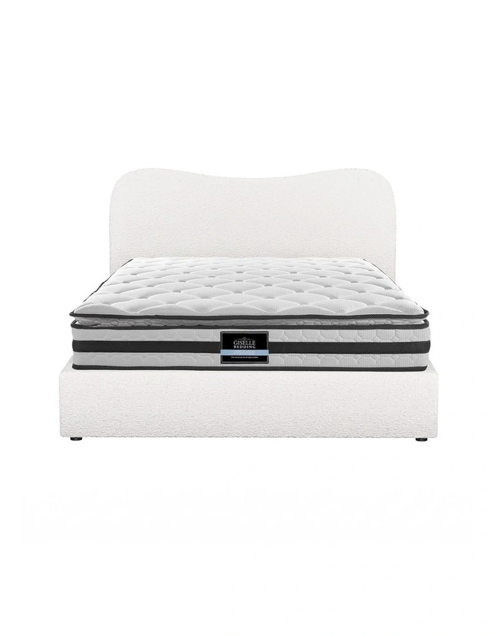 Giselle 21cm Bonnell Pillow Top Mattress Artiss Double Boucle Bed Frame Set image 3