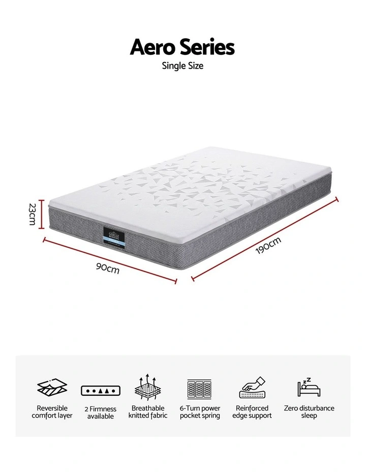 Giselle Single 23cm Pocket Spring Mattress Reversible Foam image 2