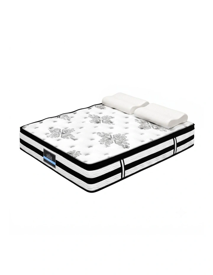 Giselle Queen 34cm 5-Zone Euro Top Pocket Spring Mattress with 2 Natural Latex Contour Pillows image 1