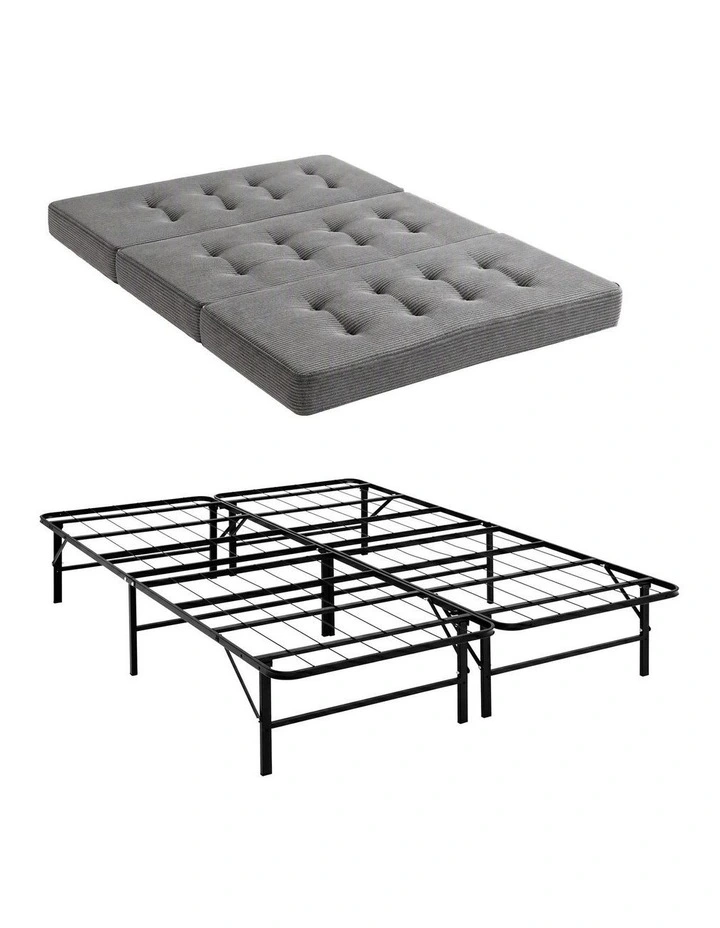 Giselle Double Folding Bed with Mattress Metal Frame Guest Bed 15cm Foam Foldable image 1