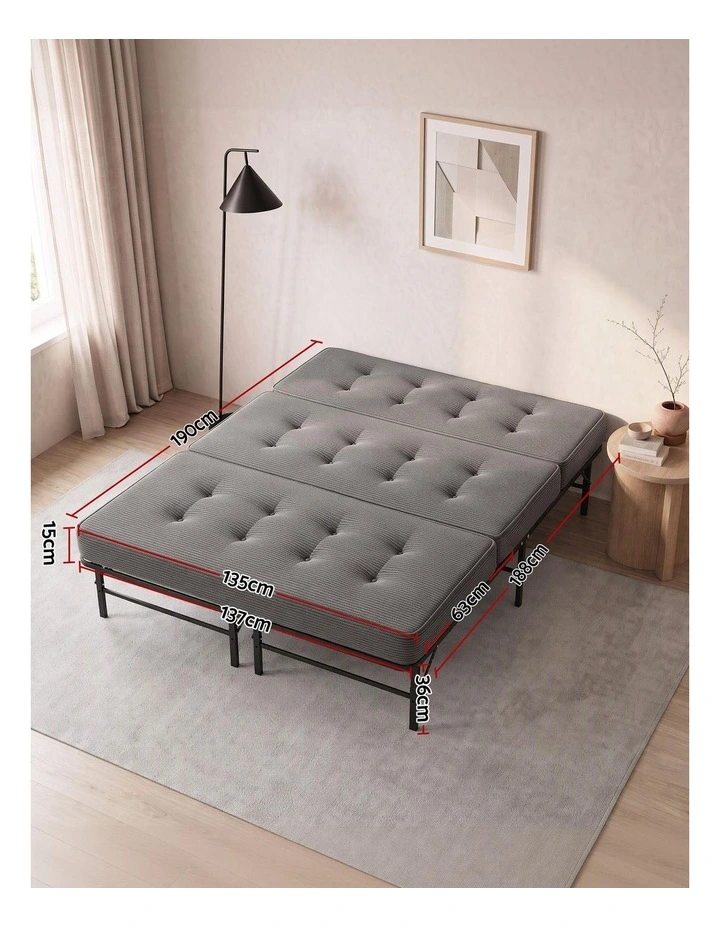 Giselle Double Folding Bed with Mattress Metal Frame Guest Bed 15cm Foam Foldable image 2