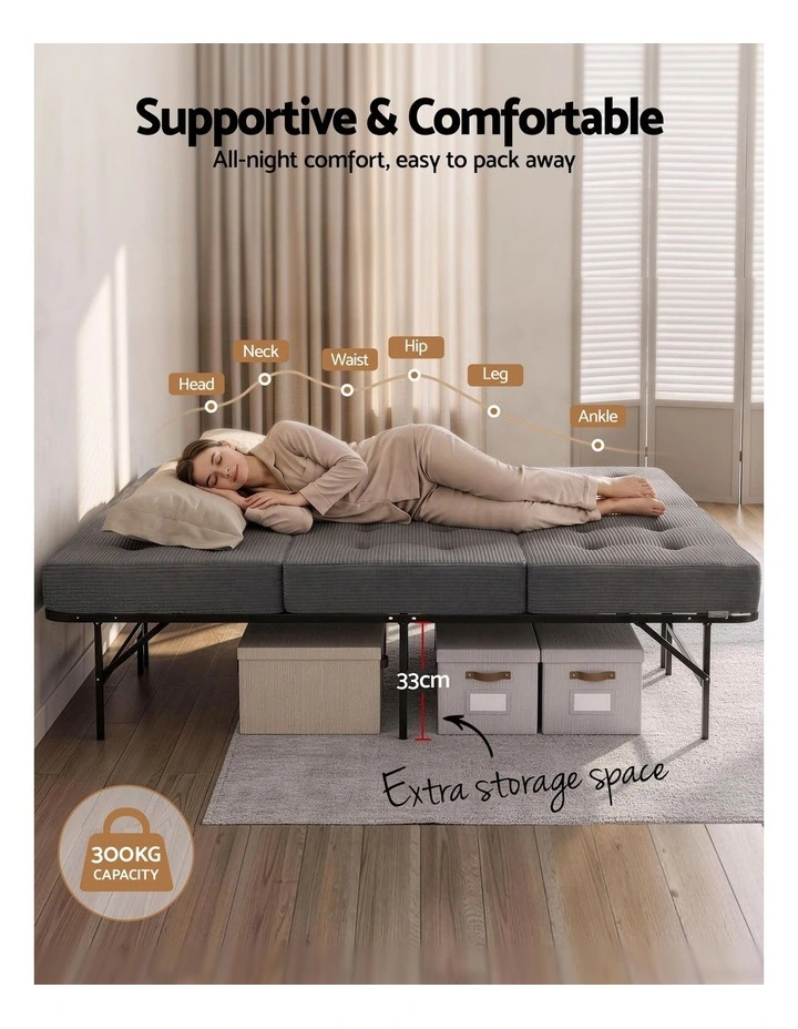 Giselle Double Folding Bed with Mattress Metal Frame Guest Bed 15cm Foam Foldable image 4